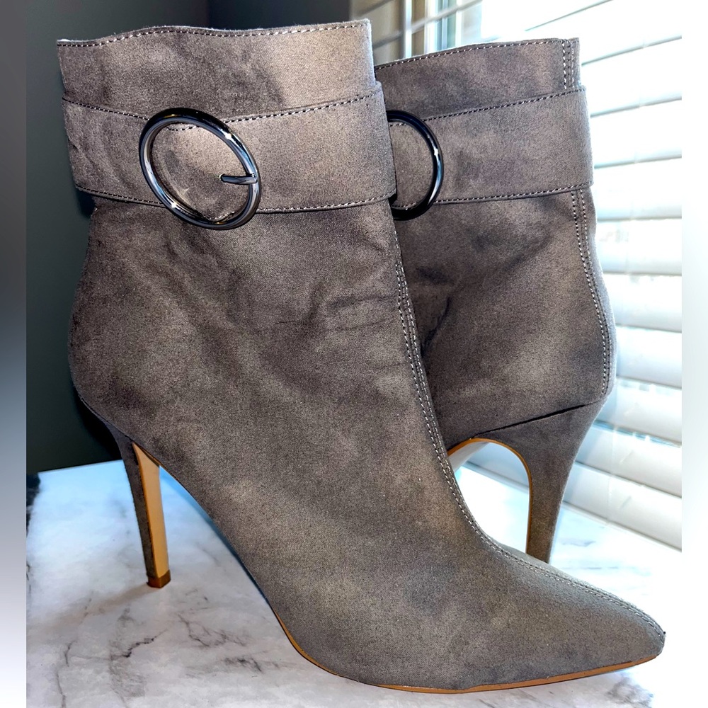 Gray ankle boots